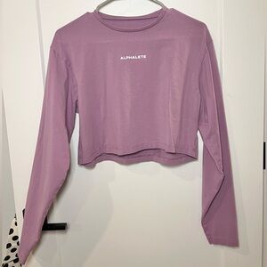 Alphalete Light Purple Lifestyle Fit Cropped Long Sleeve Top